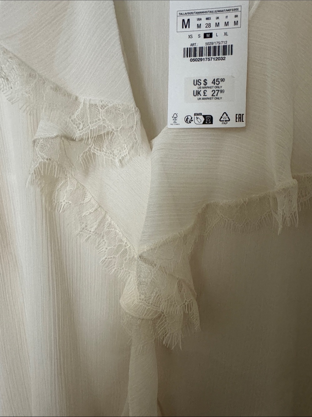 Zara white Ruffle Sheer Blouse - Picture 4 of 5
